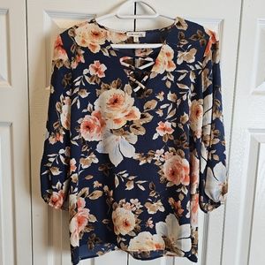 Blue floral blouse